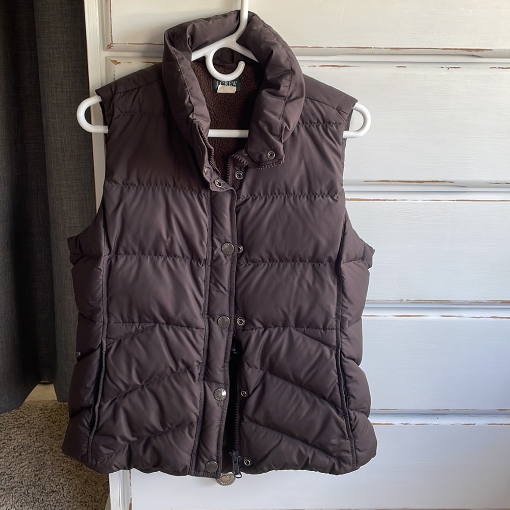 J. Crew brown down puffer vest